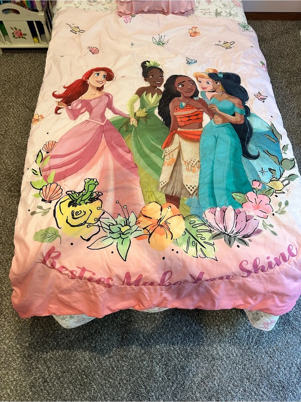 Disney Princess Toddler Bedding Set - Reversible Comforter and Fitted Sheet